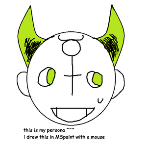A bad MS paint doodle of my persona’s head. Text: “this is is my persona ^^^”;”i drew this in MSpaint with a mouse”